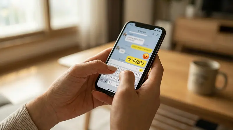 스마트폰-작은-키보드-자판 오타-실수-화면-밥-먹었오