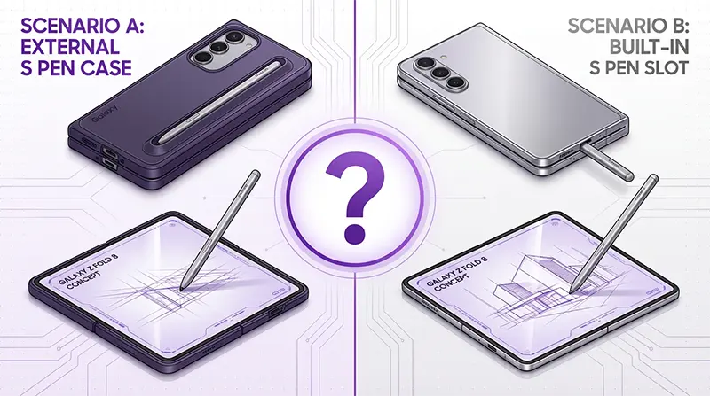 갤럭시 와이드 폴드 S펜 복귀 시나리오 외장형 케이스 수납과 내장 슬롯 비교